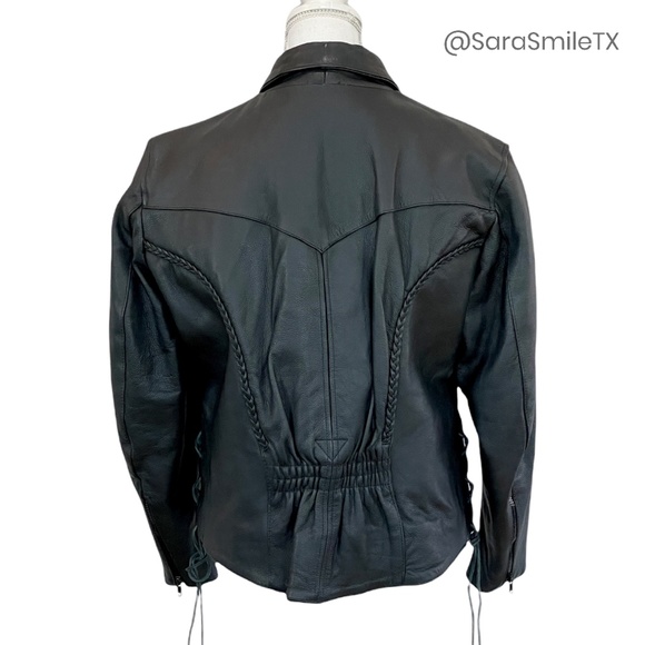 UNIK PREMIUM Genuine Leather Lace-Up Side Insulated Liner Motorcycle Jacket - Picture 3 of 16